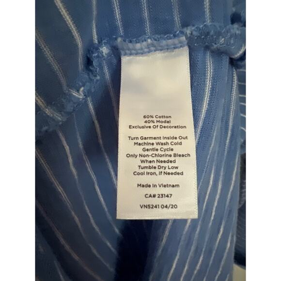 Talbots size M blue & white striped embroidered French Poodle & lady walker CUTE - Picture 4 of 7